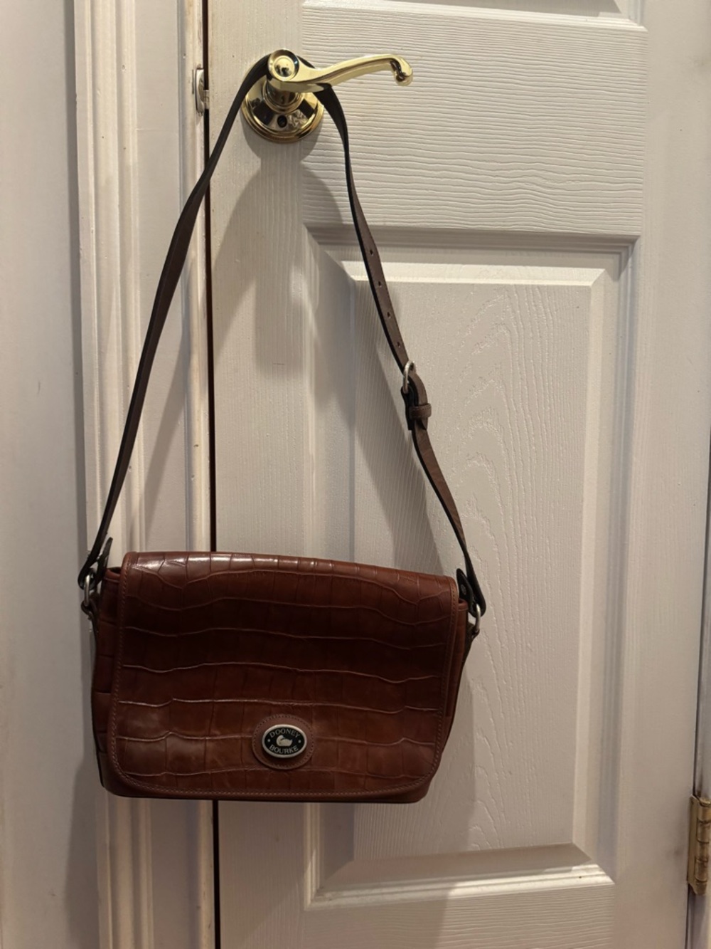 Dooney & Bourke Brown Croc-Embossed Leather Crossbody